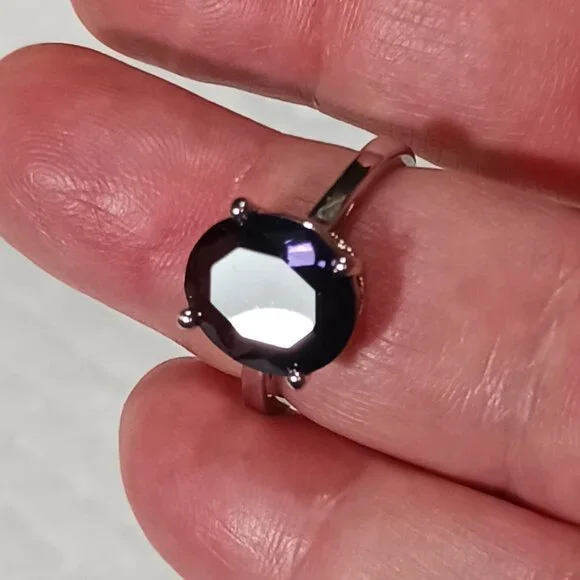 NWOT Silver Amethyst Fashion Jewelry Solitaire Ring Size 7.75 - Picture 3 of 15